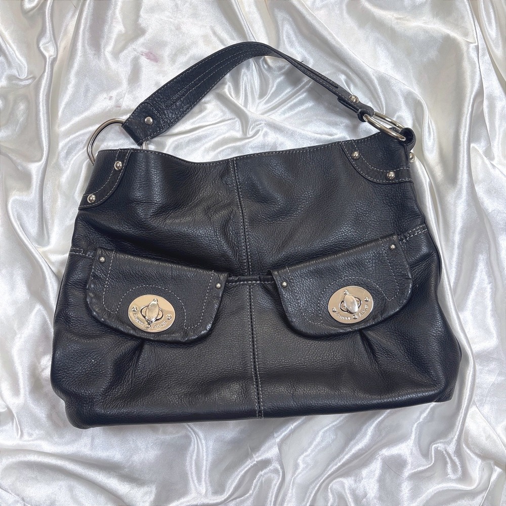 y2k Etienne Aigner Shoulder Bag Black Excellent Pebbled Leather Hobo Handbag